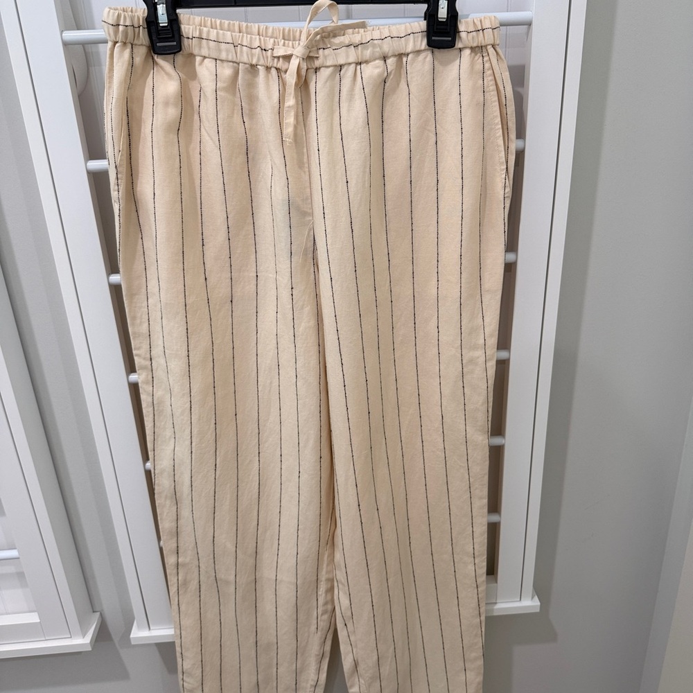 Haven Well Within Cream Linen Blend Striped Pants NWT